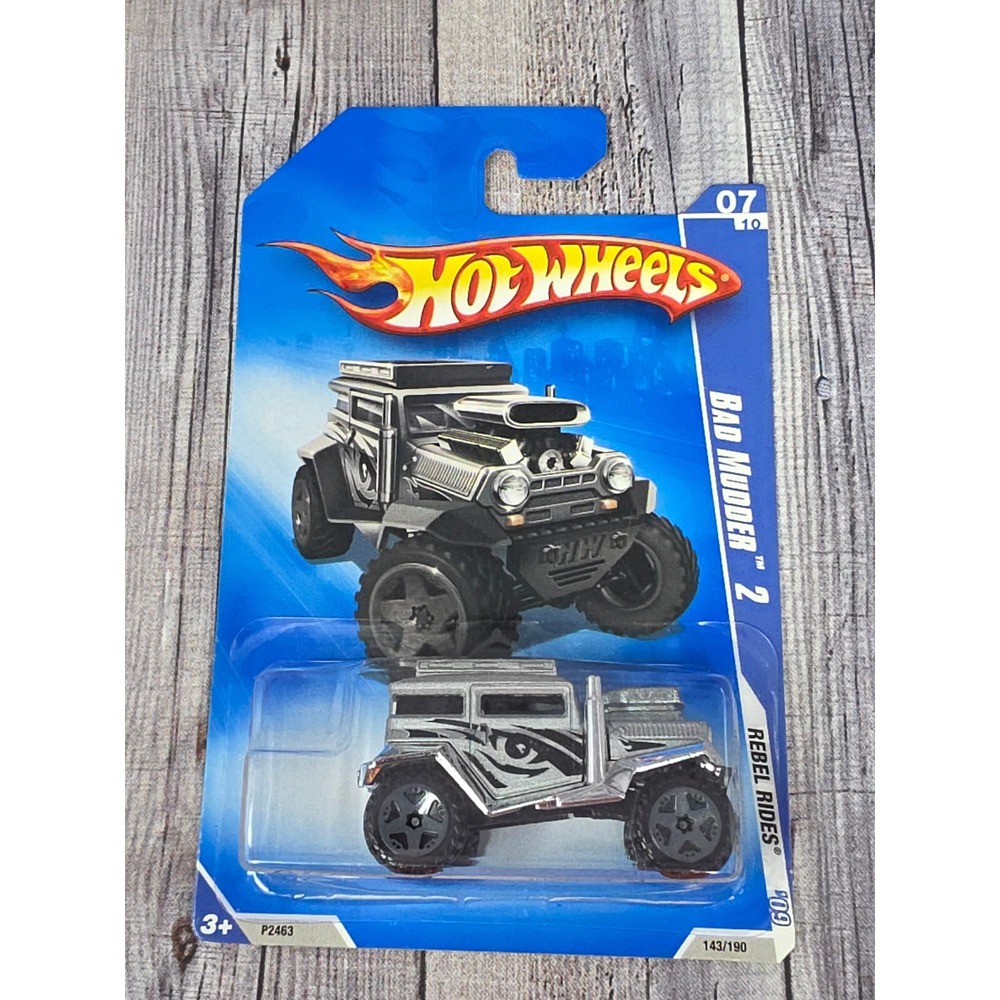 Hot Wheels Bad Mudder 2 Rebel Rides '09 #07 2008 NRMNT Gray Zamac? Hood Intake